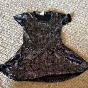 Dori Creations Shiny Black and Silver Velvet Dress 2T